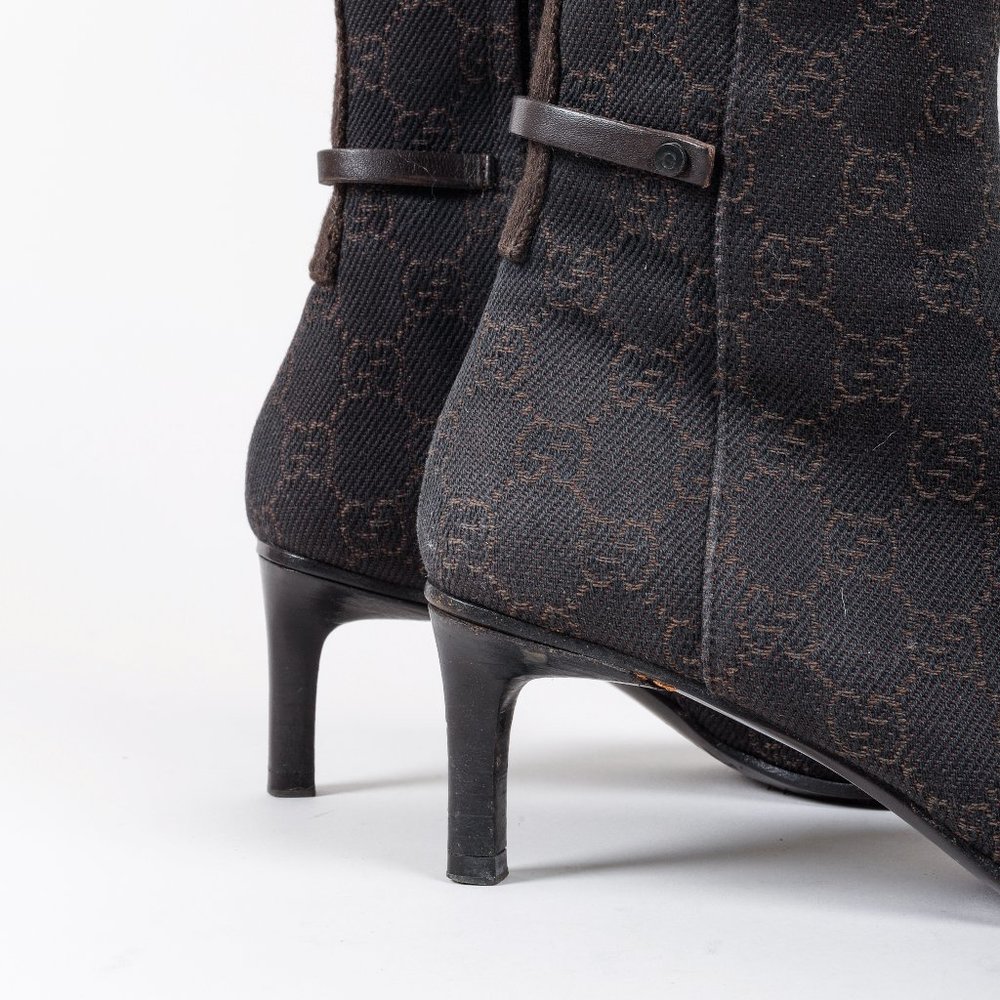 *SOLD* Gucci GG Monogram Canvas Espresso Brown Boots - Picture 7 of 12